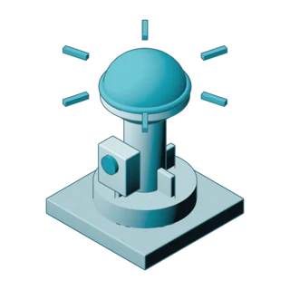 Isometric illustration of an emergency call point with a lamp