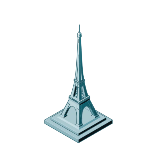 Isometric illustration of the Eiffel Tower