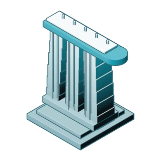 Isometric illustration of the Marina Bay Sands towers and sky deck